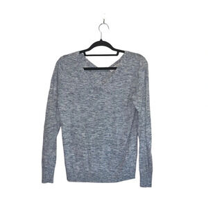 LOFT Light Blue Heathered V-neck Fitted Knit Pullover Sweater Small Women’s